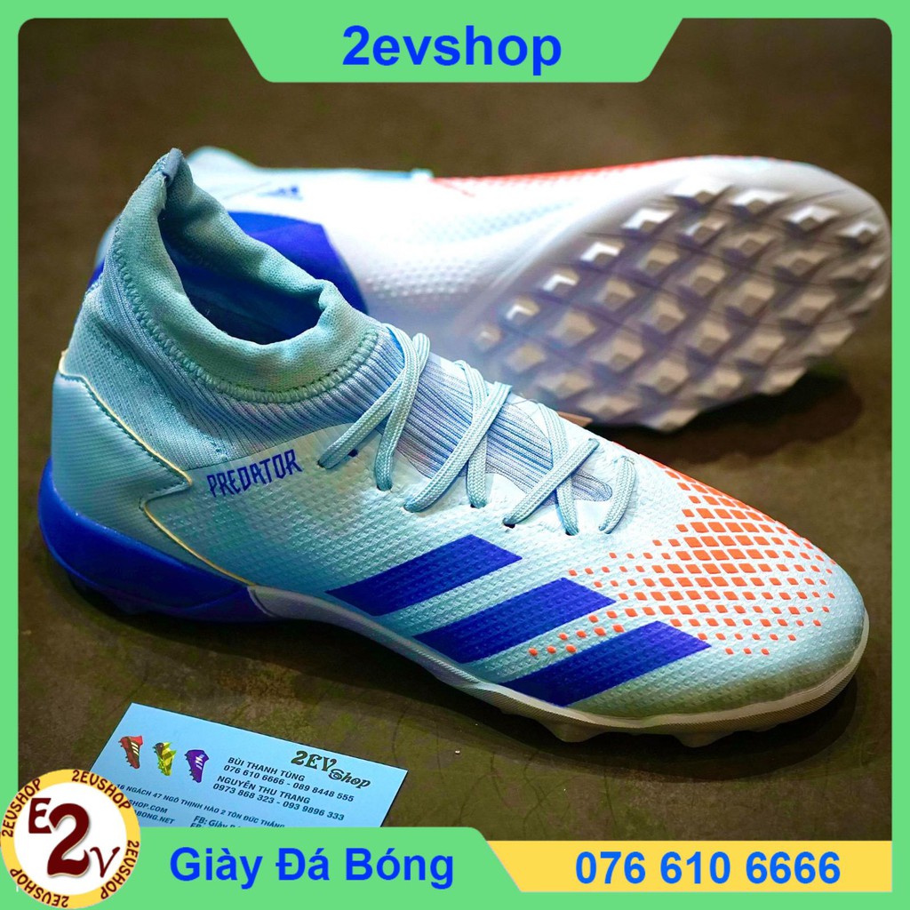 Giày Đá Bóng Cỏ Nhân Tạo 𝗧𝗙 𝗣𝗿𝗲𝗱𝗮𝘁𝗼𝗿 𝟮𝟬 Xanh Ngọc Cổ Chun Đã Khâu