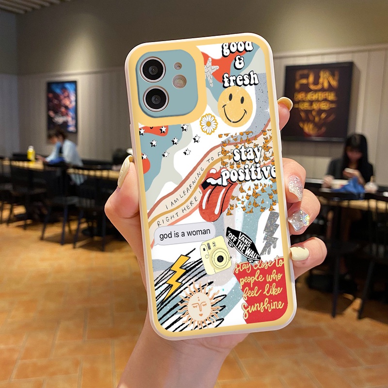 Ốp điện thoại iphone Good Vibes cạnh vuông ip 6splus/7/7plus/8/8plus/x/xr/xs/11/12/pro/max/plus/13promax tr168