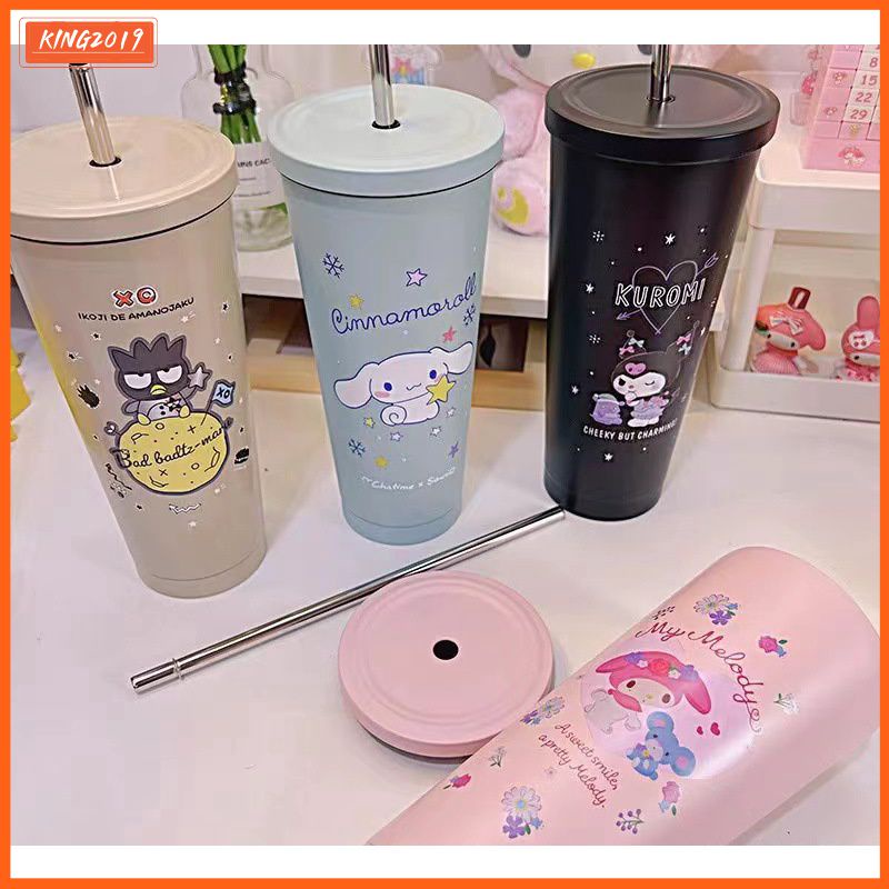 Cá Tuyết 750Ml Thép Không Gỉ 304 Ống Hút Cốc Sanrio Hoạt Hình Chân Không Hình Hoạt Hình Đáng Yêu Bình Giữ Nhiệt Hello Kitty Tumbler