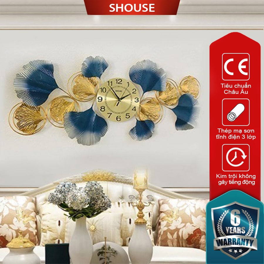 Đồng Hồ Treo Tường kim trôi Shouse DC555 decor đẹp hiện đại trang trí nghệ thuật phòng khách cỡ lớn