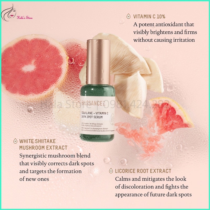 Tinh chất mờ thâm sáng da BIOSSANCE Squalane + 10% Vitamin C Dark Spot