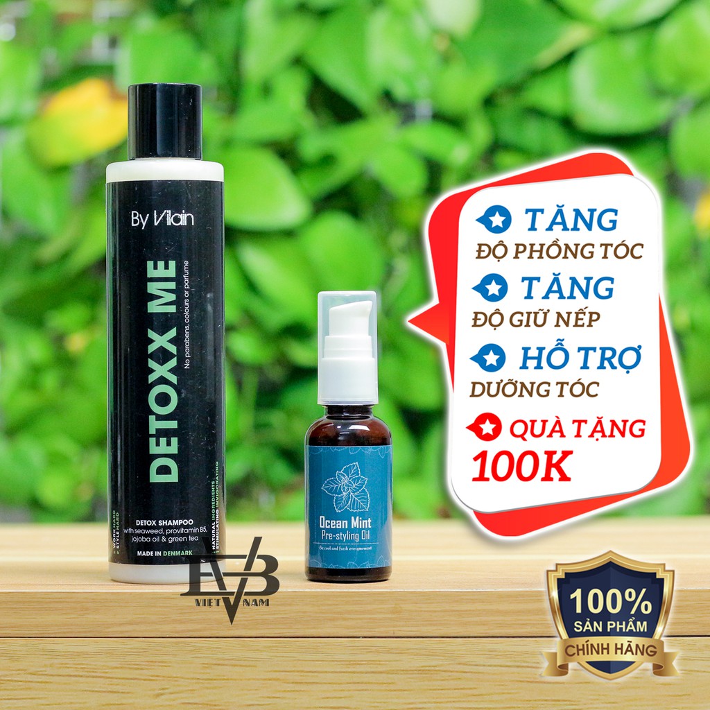 Dầu gội nam By Vilain Detoxx Me 200ml chính hãng Đan Mạch + Tặng Pre Styling Oil Ocean Mint 30ml V2