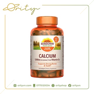 Viên uống bổ sung canxi + vitamin d3 sundown calcium 1200mg plus vitamin d3 softgels - 170 viên