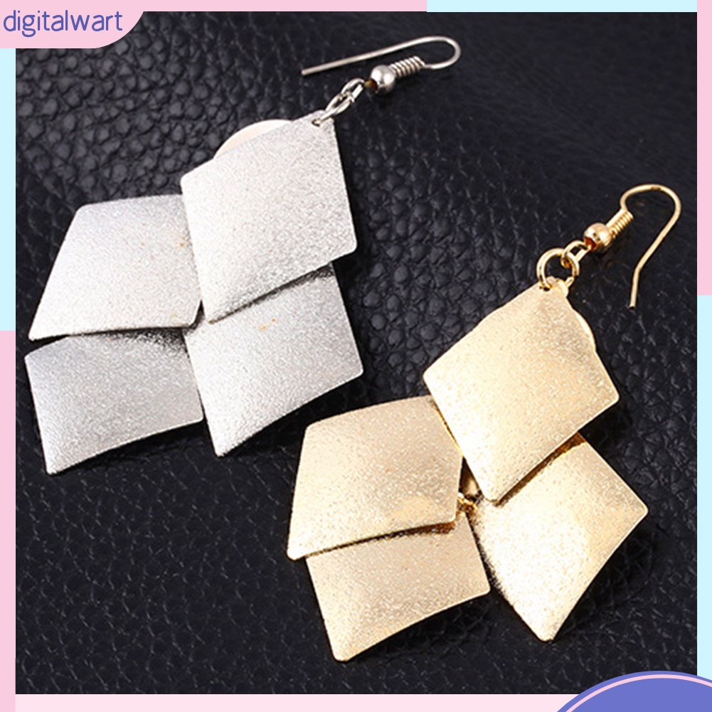 Cặp khuyên tai nữ thiết hình vuông xếp lớp cá tính sang trọng dành cho nữ