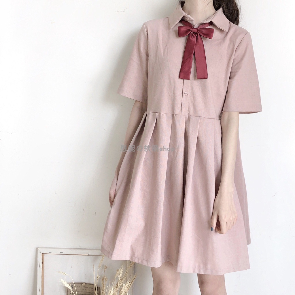 Đầm Nữ Tay Ngắn Phong Cách Nhật Bản Thời Trang Quyến Rũ