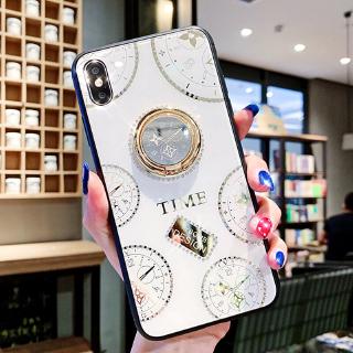iPhone X Case XR XS MAX 6 6s 7 8 Plus Glitter Clock Pattern Phone Case with Ring Holder