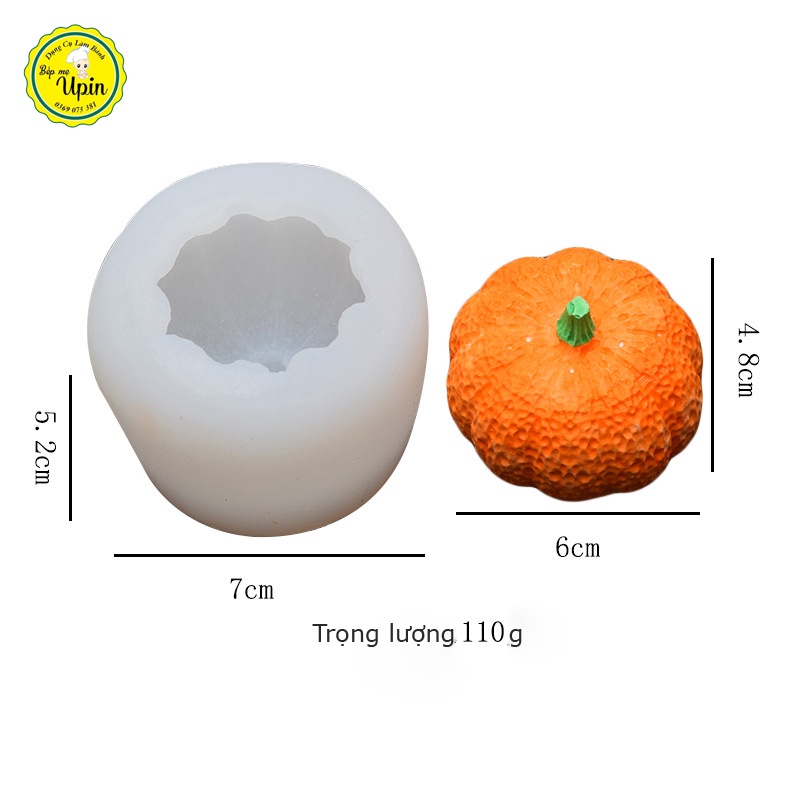 Khuôn silicon hình quả bí ngô làm bánh khuôn nến trang trí Halloween