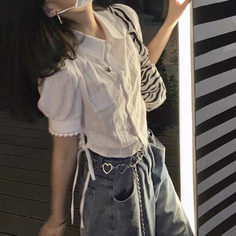 ÁO CROPTOP TRẮNG RÚT DÂY EO (ảnh thật/video)