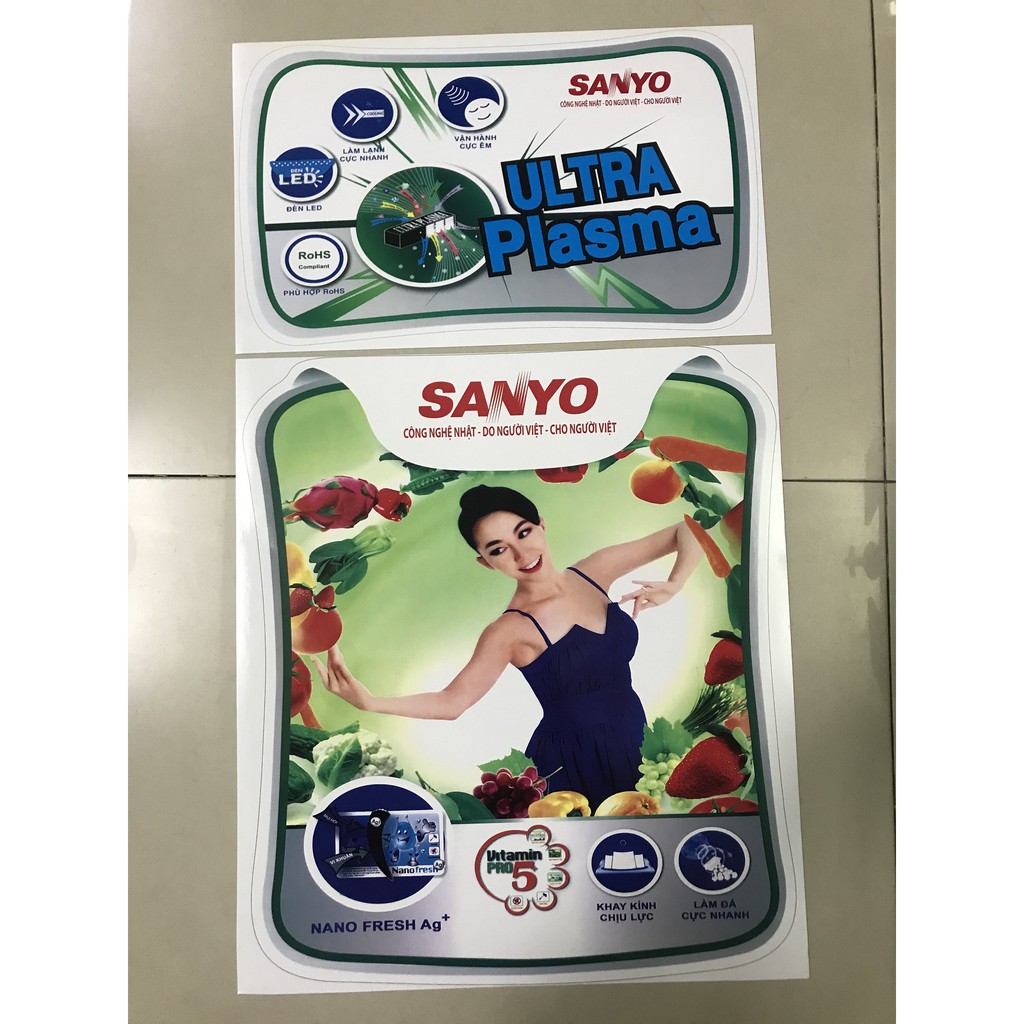 Miếng dán tủ lanh sanyo - tem dán tủ lạnh sanyo (mẫu 7)