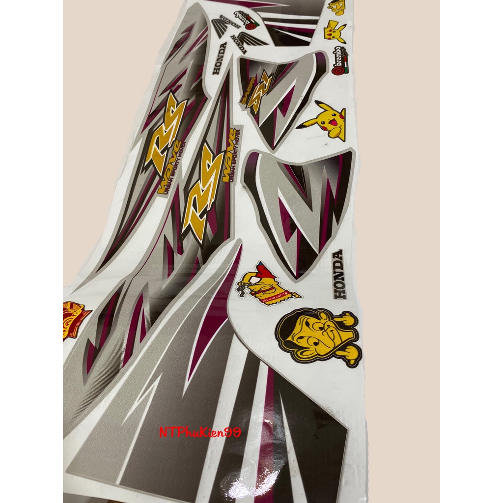 Tem Wave RS Ghép Crom lên cho 50cc -100 - 110 Siêu Đẹp - Màu Tím