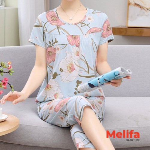 Bộ đồ nữ mặc nhà áo ngắn tay, quần lửng cotton lanh mặc mùa hè thoáng mát nhiều màu mã BD0113