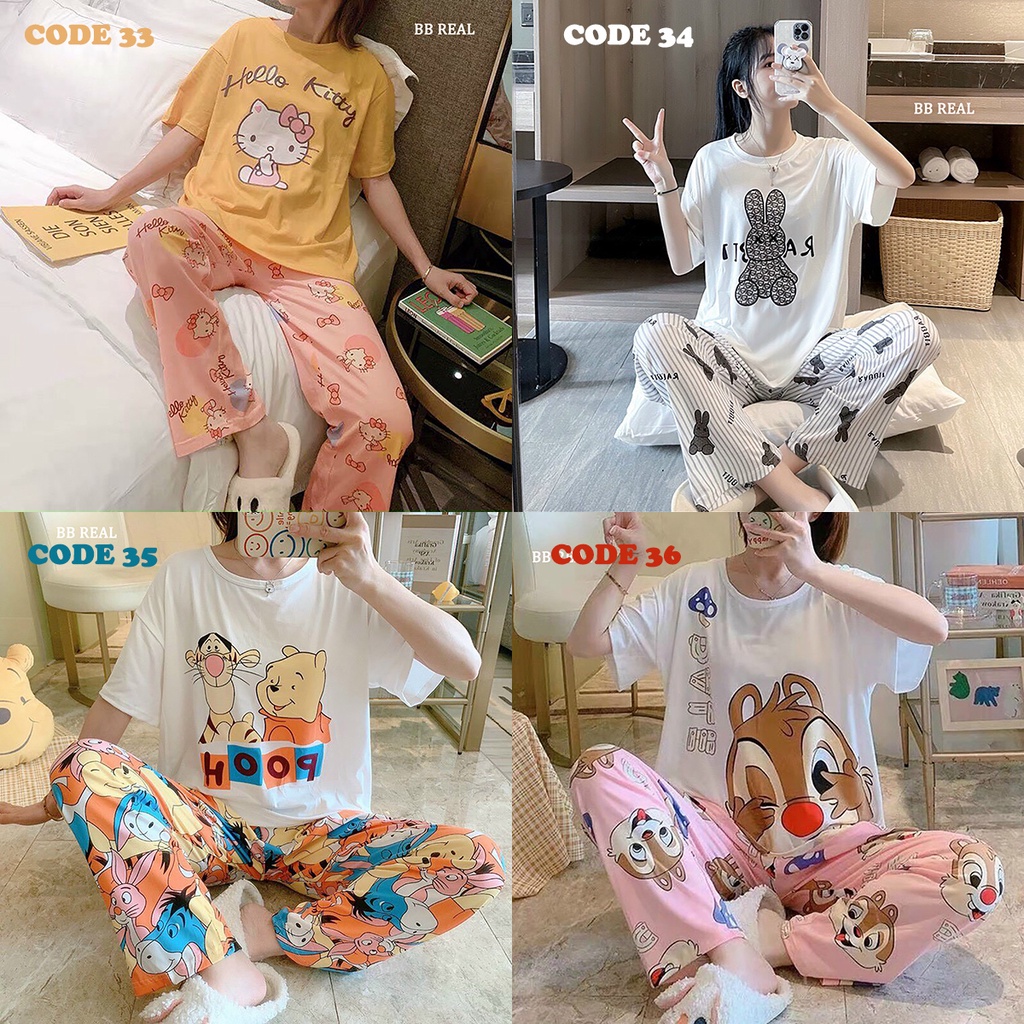 Đồ Bộ Mặc ở Nhà Bộ Đồ Ngủ Nữ Quần Dài Pijama Thun Lạnh Đẹp [CODE 33-36] Freesize Từ 45-60Kg - BB REAL