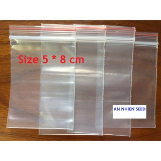 Túi zip mini đựng hạt giống, túi zip chỉ đỏ size 5 * 8 cm