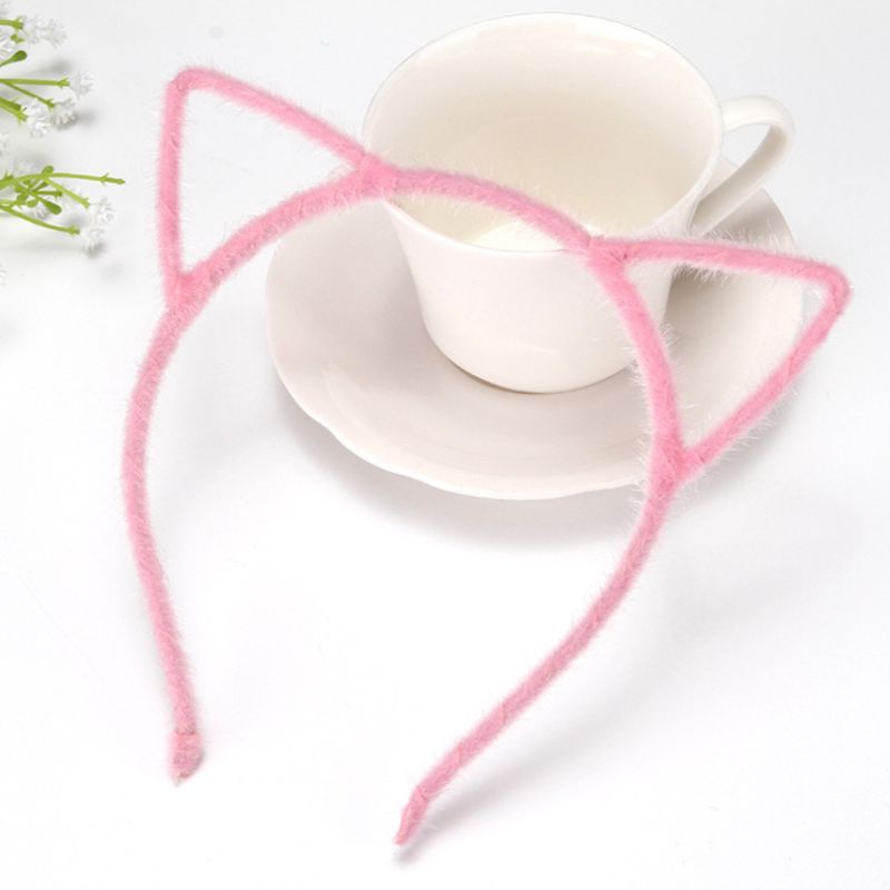 Băng Đô Tai Mèo Bằng Vải Bông Co Giãn Màu Trơn Họa Tiết Da Báo Dễ Thương Dành Cho Bạn Nữ