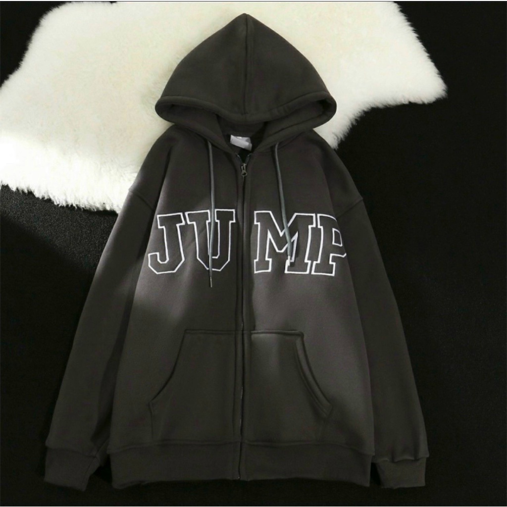 Áo khoác nỉ full zip nam nữ JUMP form rộng bo gấu tay phồng hàn quốc fammilyshop-áo khoác ulzzang