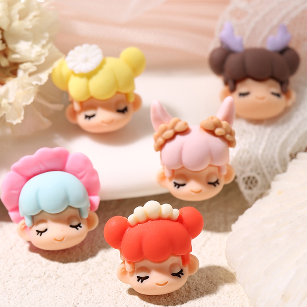[Hàng mới về] Phụ kiện trang trí móng tay hình búp bê hoạt hình 3D làm từ nhựa resin màu kẹo dễ thương DIY