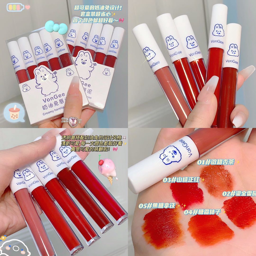 Bộ 5 Son Kem Lì Cây VONGEE Không Dính Cốc Set Son Kem Mịn Lì VONGEE Nội Địa Trung Chống Thấm Nước | BigBuy360 - bigbuy360.vn