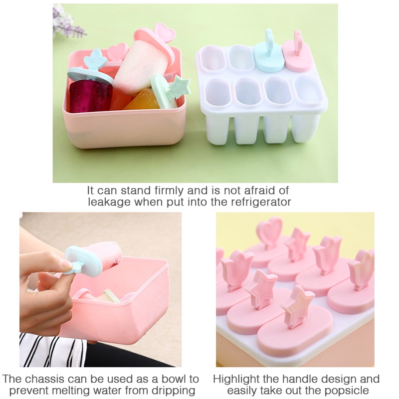 Khuôn Làm Kem 8 Ngăn Có Nắp Đậy Tiện Dụng