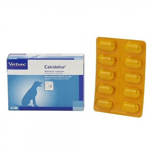 Hộp 30 viên Virbac Calci Delice - Canxi cho thú cưng cho chó mèo nhãn hàng Pháp