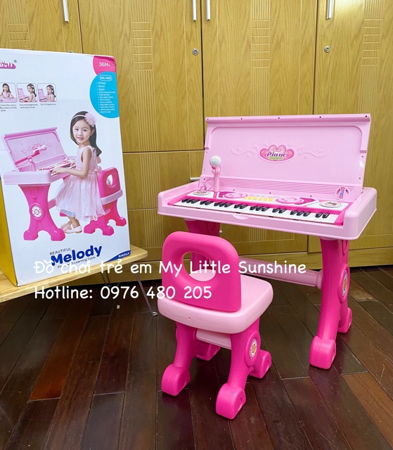 Đàn piano có micro 49 phím, gấp lại thành bàn học cho bé