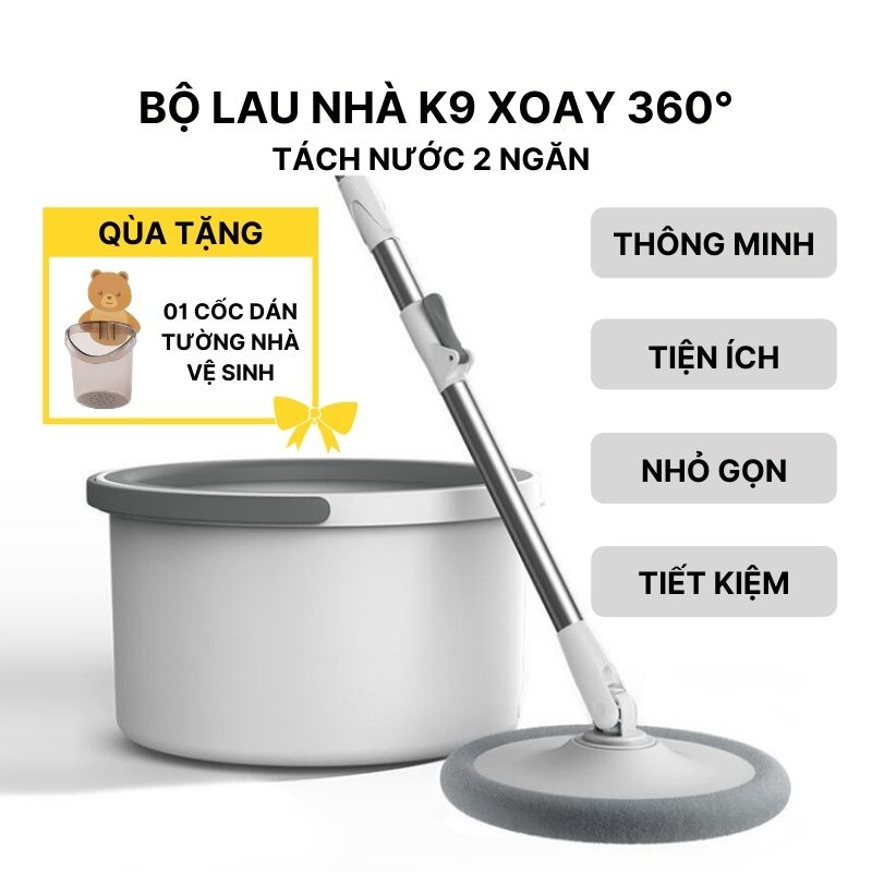 [Siêu HOT] Bộ Cây Lau Nhà Thông Minh, Bộ Cây Lau Nhà Tự Vắt Xoay 360 Độ Kèm Thùng Tự Vắt Cao Cấp