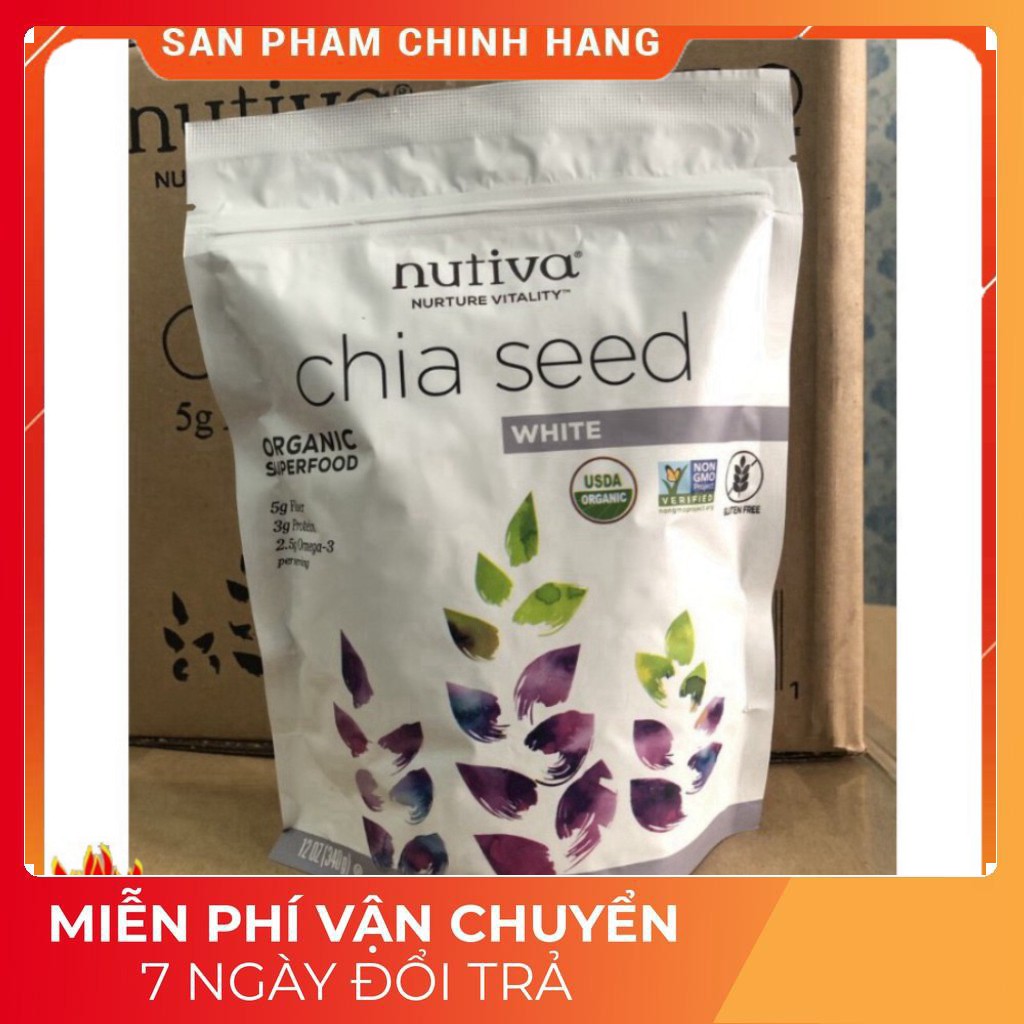 Hạt Chia Trắng Nutiva Organic White Chia Seeds 340g 💝FREESHIP💝 Hat Chia Cao Cấp Thực Phẩm An Toàn Sức Khỏe