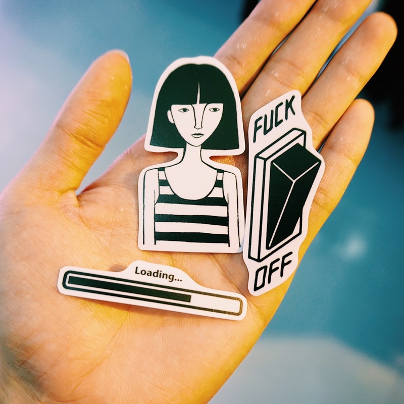 Sticker Đen trắng (7) chống nước, hình dán mũ bảo hiểm, dán xe, điện thoại, laptop – Nghiện Sticker