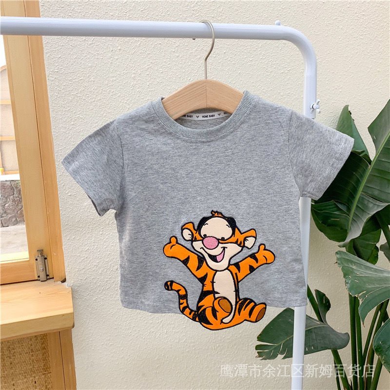 Áo Thun Tay Ngắn 100% Cotton Siêu Mềm Thêu Họa Tiết Hoạt Hình Thời Trang Mùa Hè Cho Bé Trai Và Gái