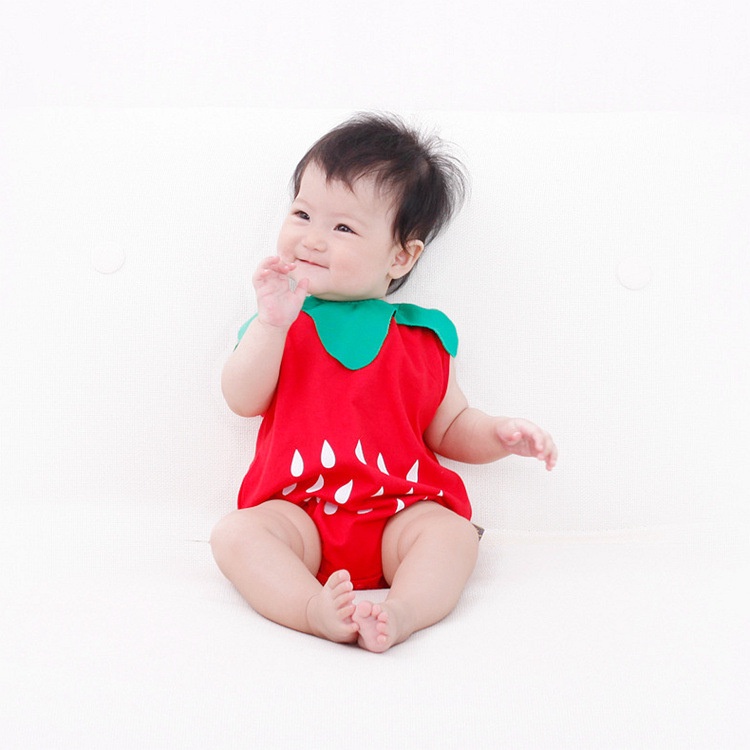 Áo Liền Quần Tam Giác In Họa Tiết Trái Cây Dễ Thương Thời Trang Mùa Hè Cho Bé Sơ Sinh