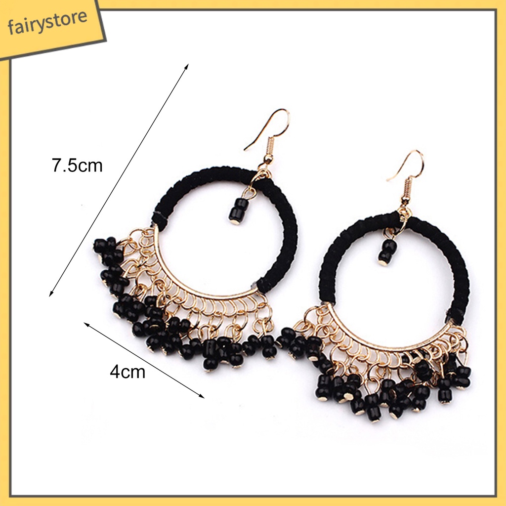 1 Đôi Bông Tai Hợp Kim Tua Rua Phong Cách Boho