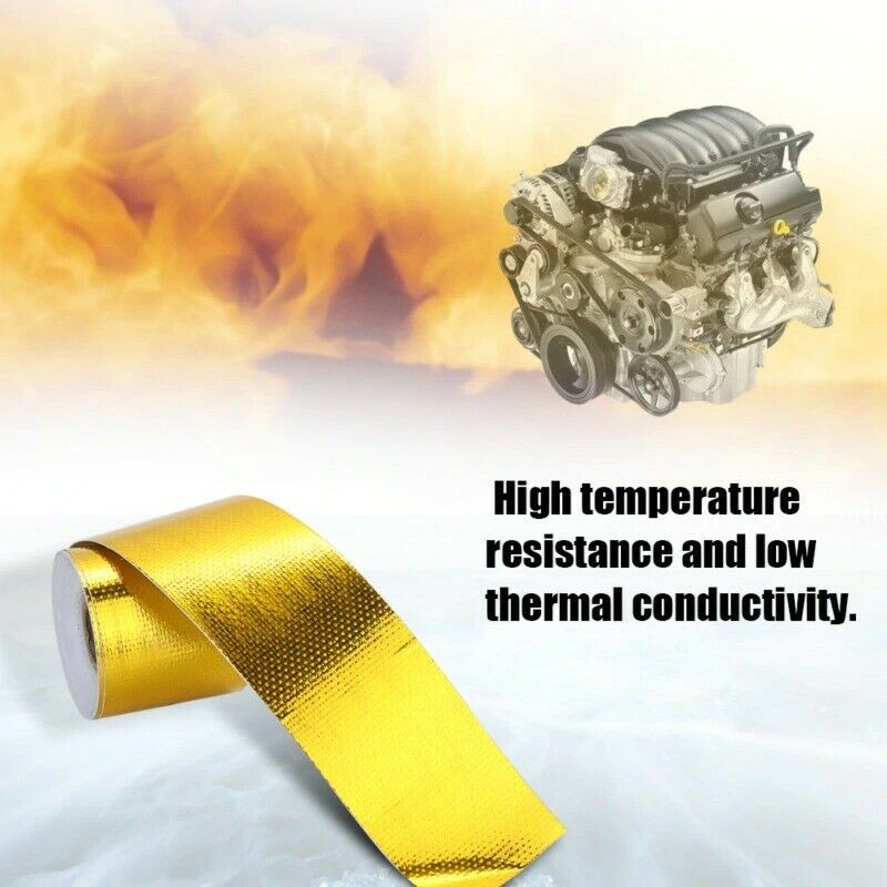⚡Hot Sale⚡Gold Thermal Exhaust Tape Air Intake Heat Insulation Shield Wrap Reflective Durable New-ISHOW