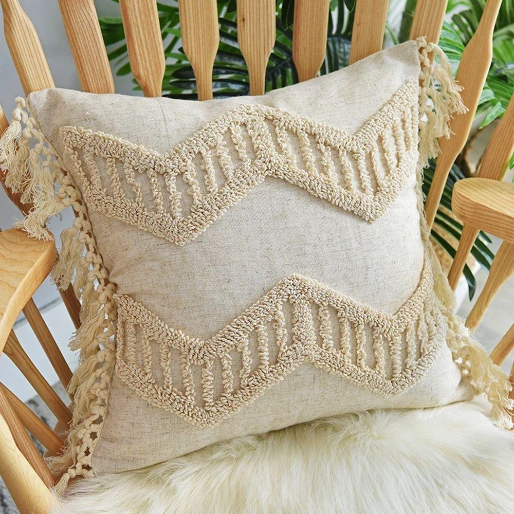 Vỏ Gối Cotton 45x45cm / 30x50cm Màu Be Trang Trí Nhà Cửa