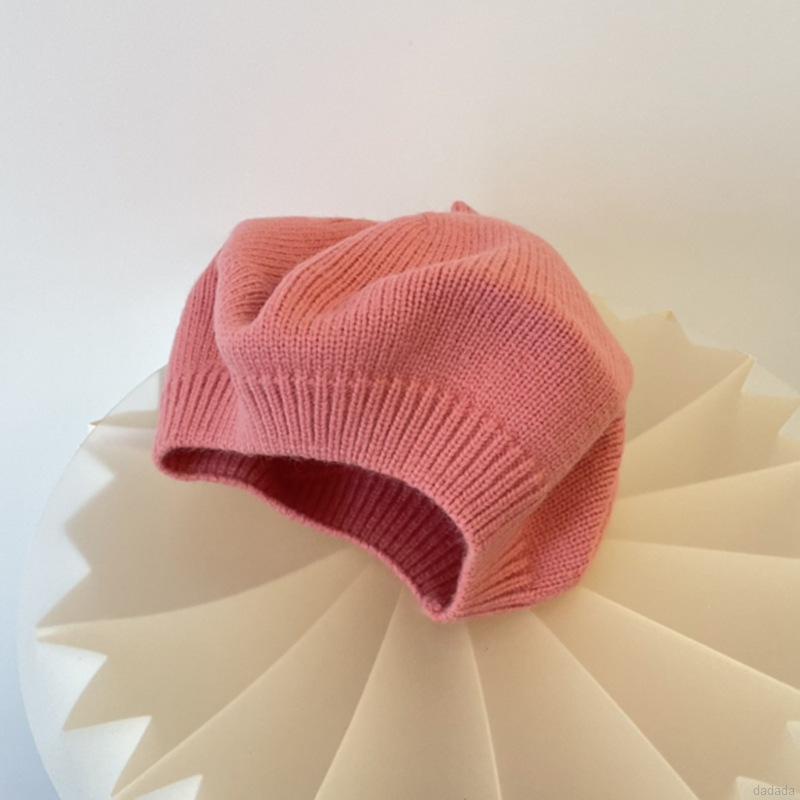 Mũ beret thoáng khí màu sắc đơn giản cho bé gái