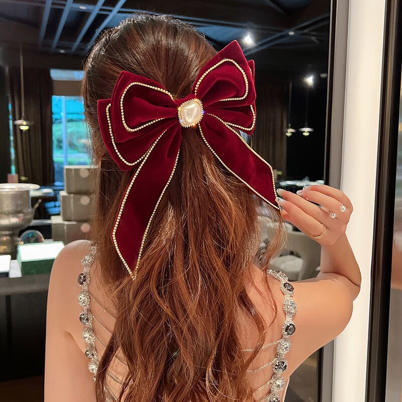 Kẹp Tóc Hình Nơ Lớn Màu Sắc Đơn Giản Phong Cách Hàn Quốc Cho Nữ