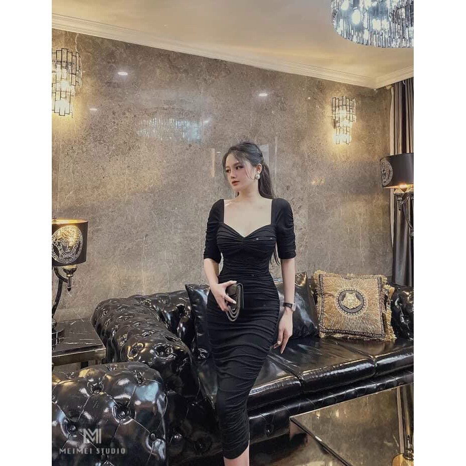 [Mã SKAMA06 giảm 8% tối đa 50K đơn 250K] [Siêu Hot] Váy Body Tay Lỡ Dáng Dài Nhún Ngực - Đầm Body Thun Nhún | BigBuy360 - bigbuy360.vn