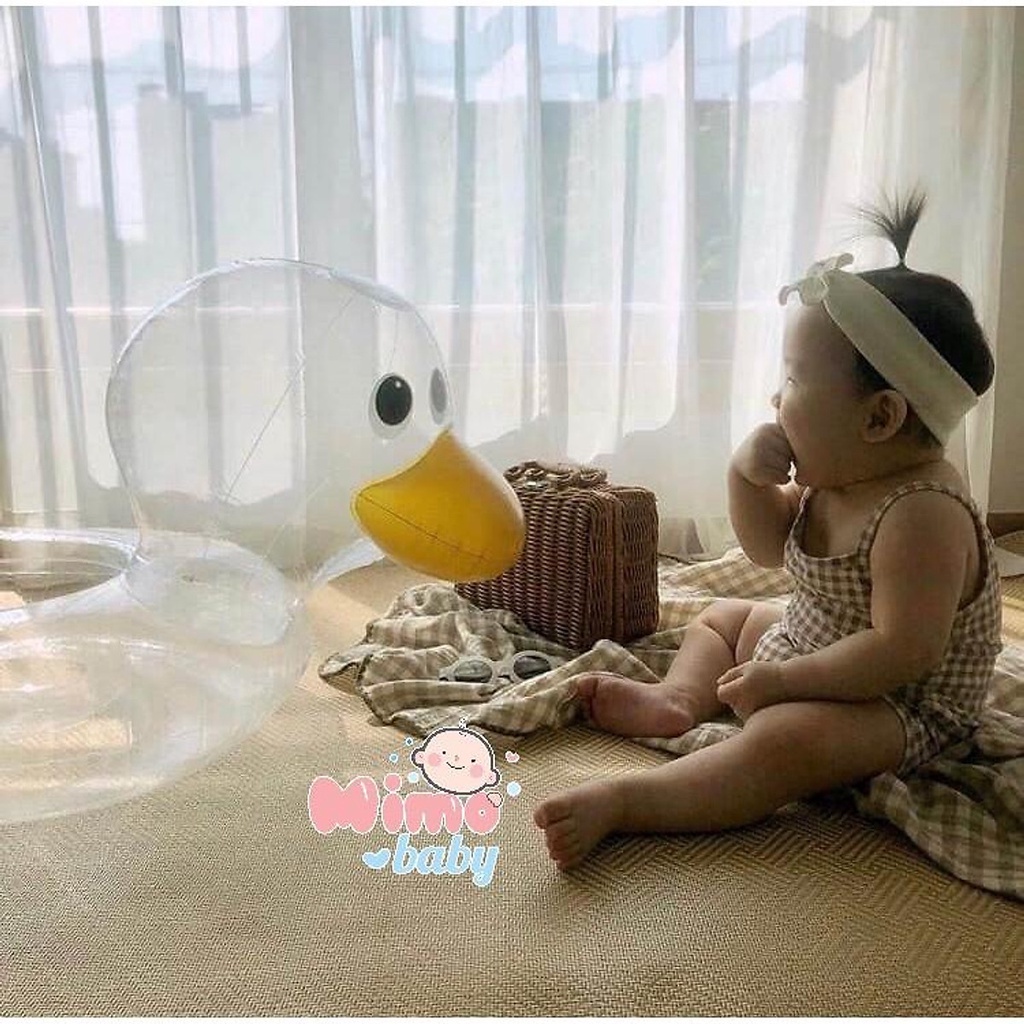 Phao Bơi Bơm Hơi Hình Chú Vịt Trong Suốt Dành Cho Bé Vui Chơi