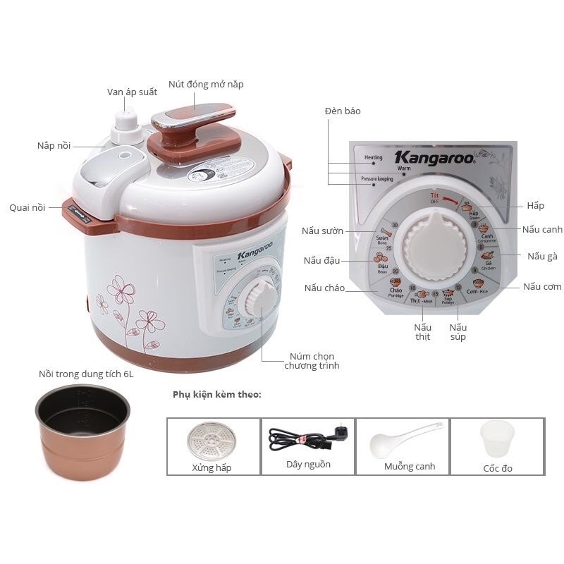 NỒI ÁP SUẤT ĐIỆN Kangaroo KG136