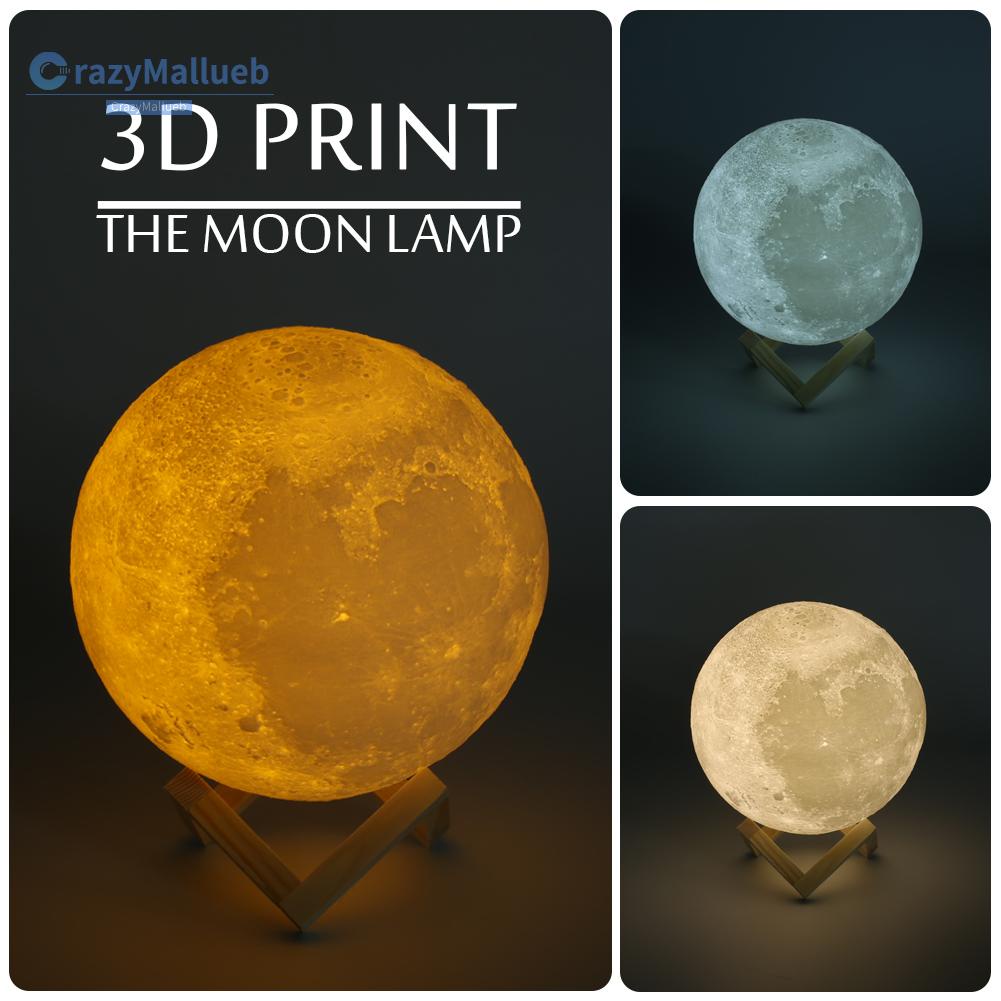 Đèn Ngủ LED Hình Mặt Trăng 3D Cảm Ứng Chạm Thay Đổi 3 Màu Sáng Tạo