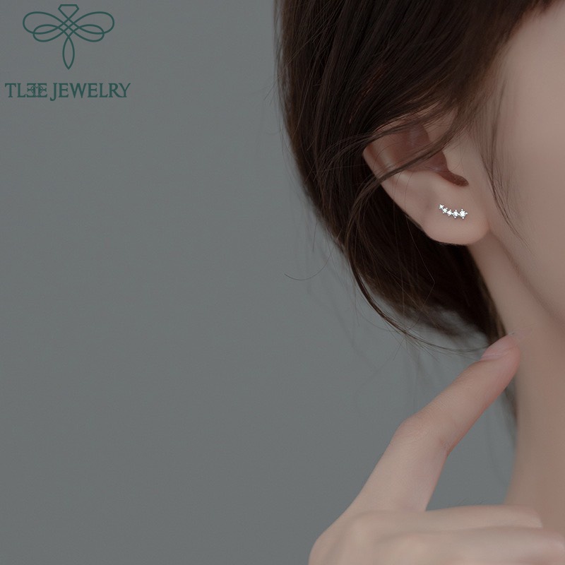 Khuyên tai bạc nữ TLEE sao băng nạm đa lấp lánh TleeJewelry B0100