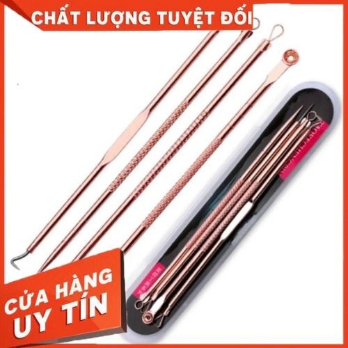 [HÓT HÒN HỌT] SET bộ 4 Dụng cụ LẤY NHÂN MỤN bằng Thép TIỆT TRÙNG, CHUYÊN DỤNG. KHÔNG NÊN sử dụng tay nặn mụn