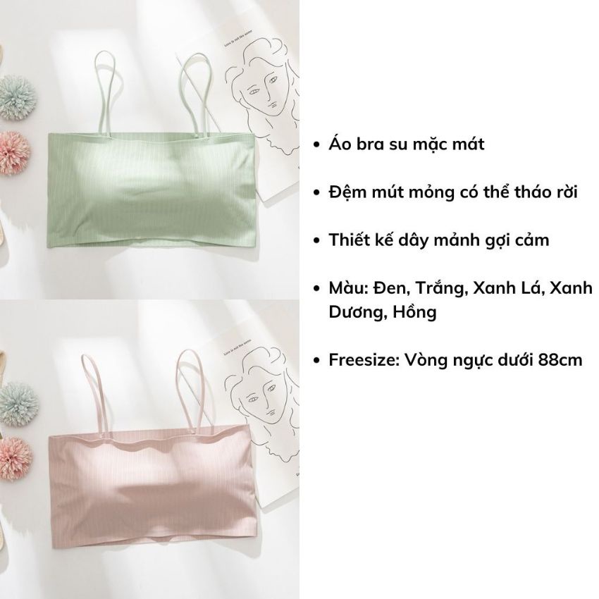 Áo bra nữ, Bra nữ 2 dây không gọng, Áo có dây vai, chất vải đúc su co giãn rất tốt, mặc rất mịn và êm B017