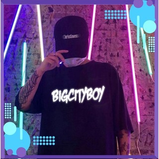 Áo thun BigCityBoi phản quang Oversized 2 màu trắng đen