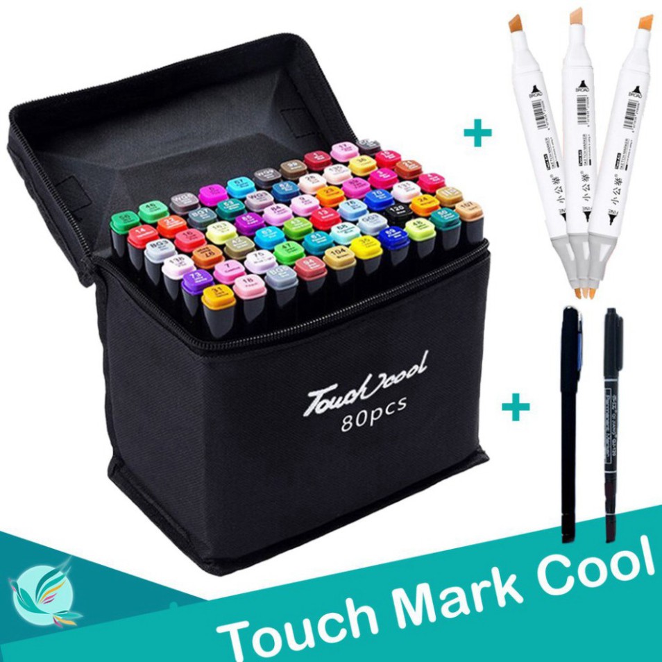 [Bb123]  Bút vẽ, bút màu Marker TouchCool Túi Vải Bộ 30/60/80 màu, vẽ anime,chân dung,phong cảnh