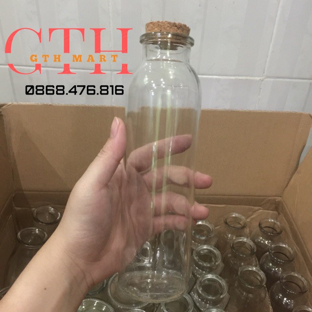 Chai Thủy Tinh Nút Gỗ Đựng Trà,Hoa Sấy Khô-GTH MART