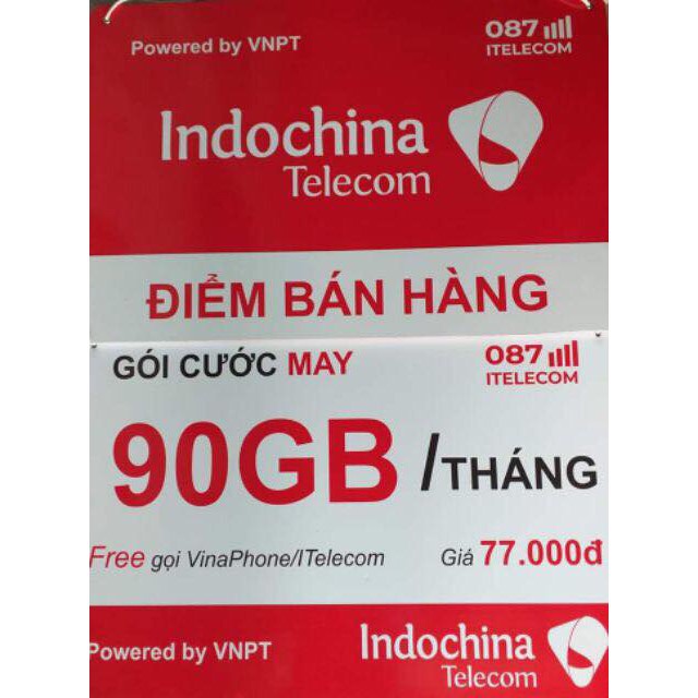 Sim V77 itelecom 4g 3gb/ngày nghe gọi dùng sóng Vinaphone