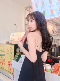 Đầm voan đen 2 dây