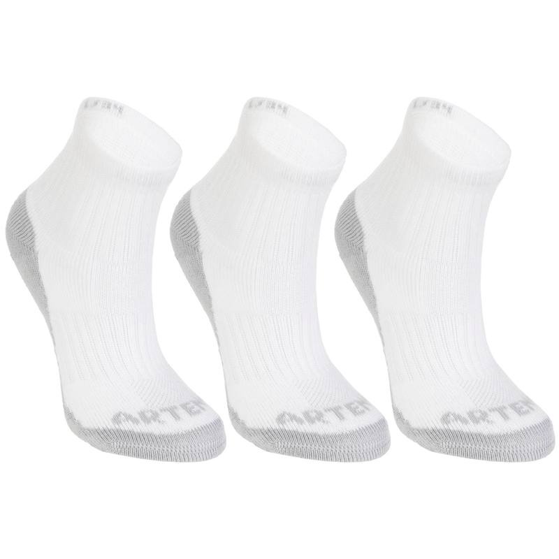 Gói 3 đôi tất thể thao cổ lửng Decathlon ARTENGO RS 500 cho trẻ em - Trắng size 27/30