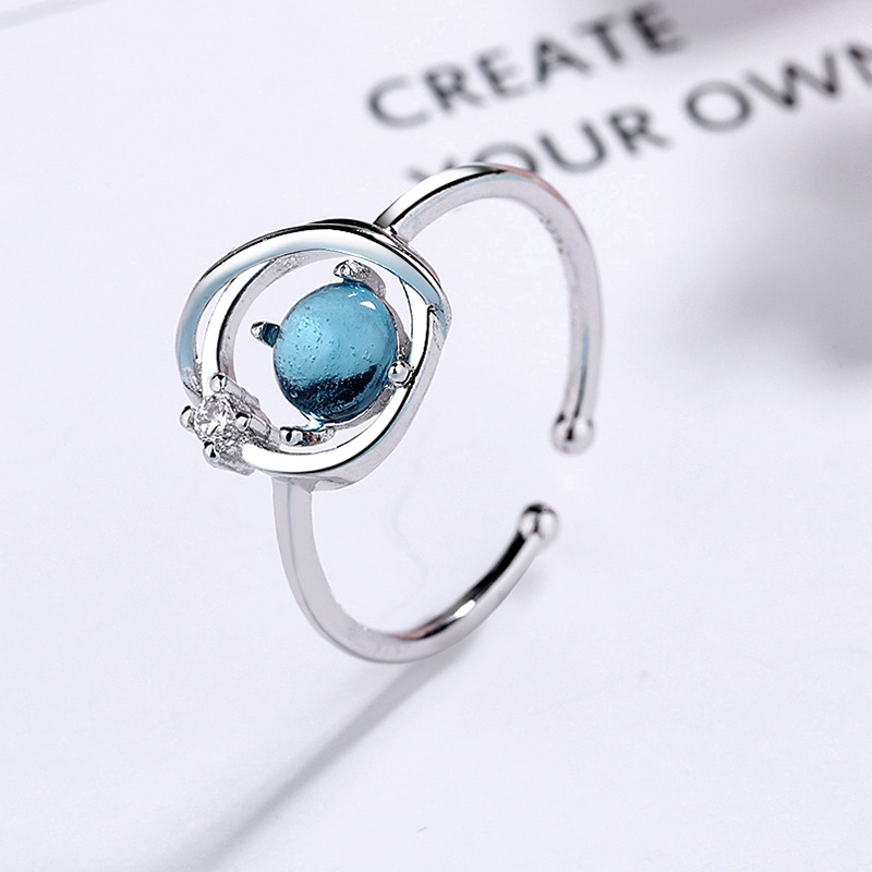 Exquisite Nhẫn đính đá sapphire kiểu hành tinh chỉnh được cho nữ