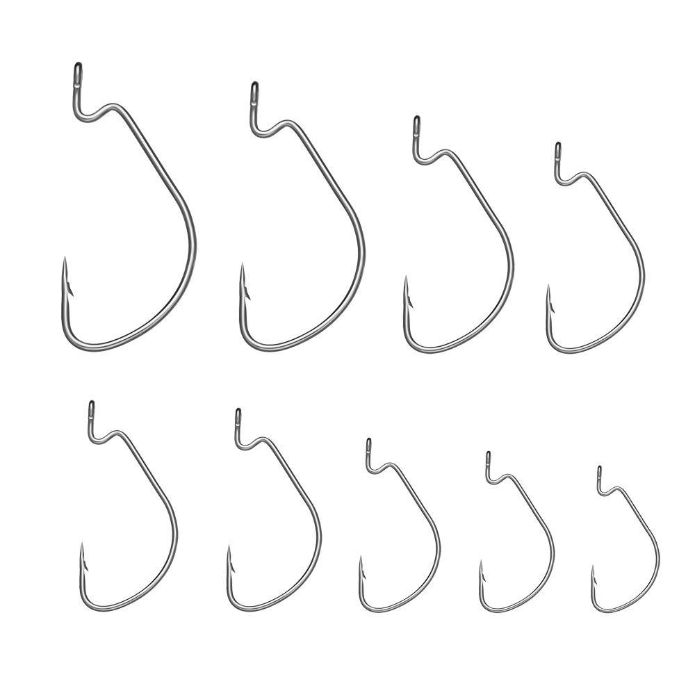 MUVAKO Bộ 10 Móc Câu Cá Bằng Thép Carbon Hình Giun