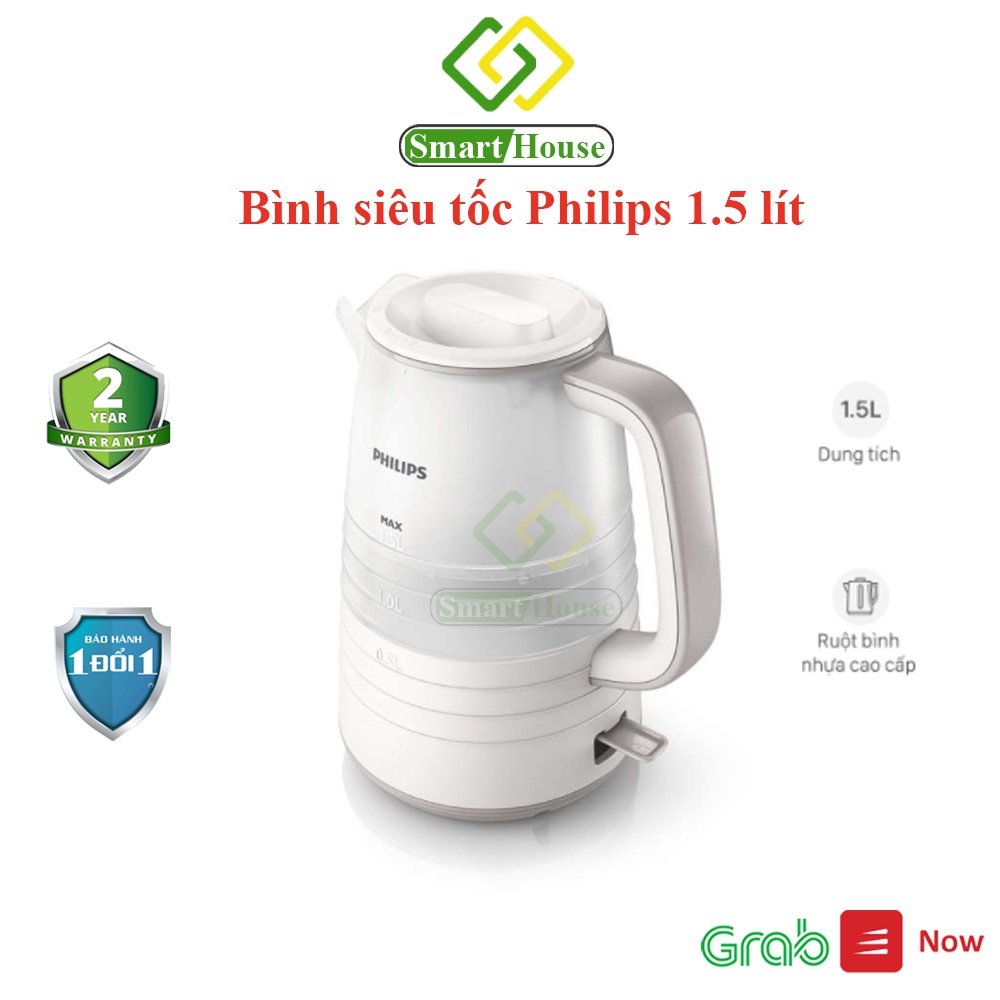 HD9334 - Bình siêu tốc Philips 1.5 lít HD9334 2200 W - Hàng chính hãng - Smart House